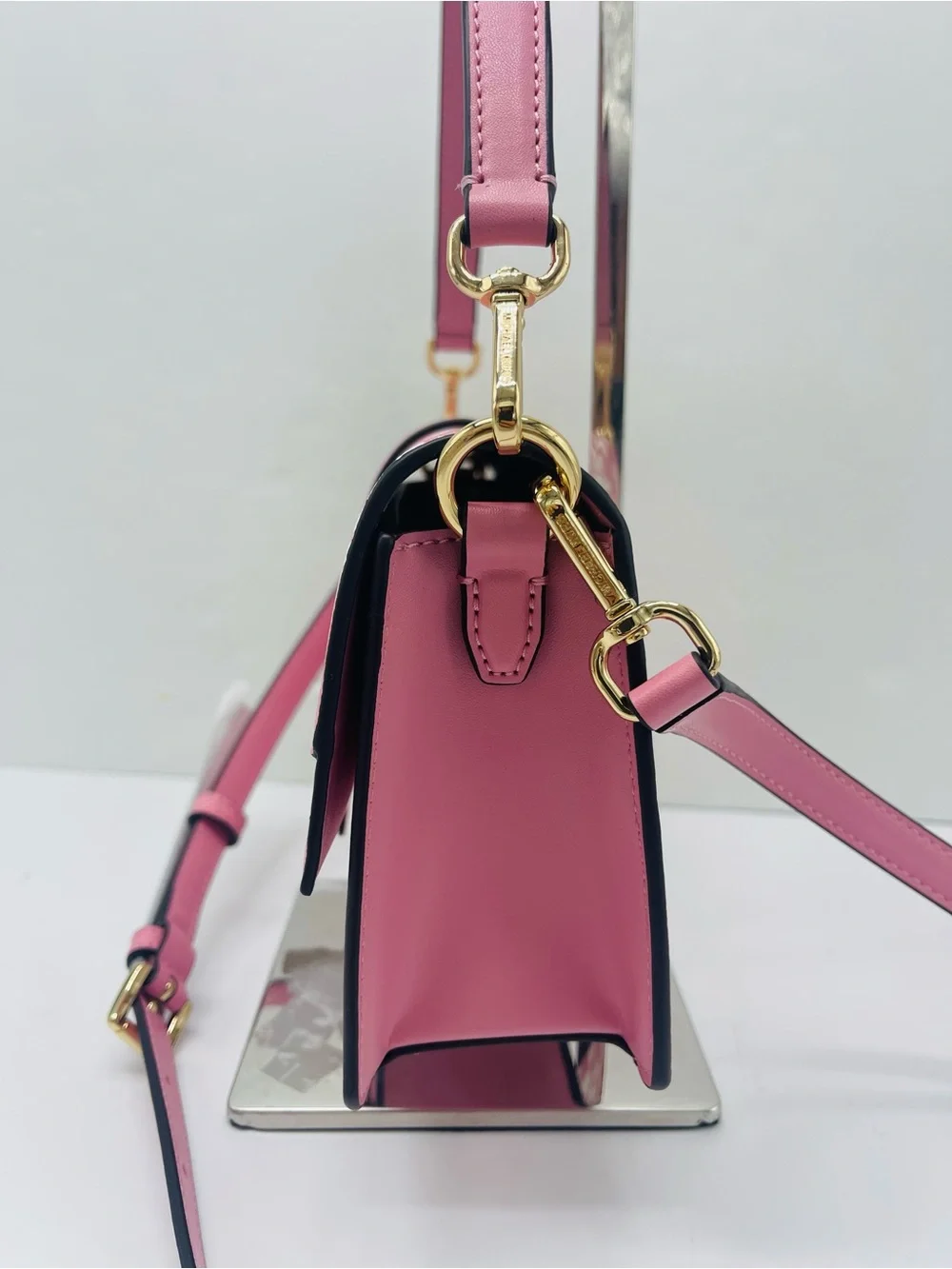 MICHAEL KORS Greenwich Md Printed MK Logo Convertible Shoulder Carnation  NWT